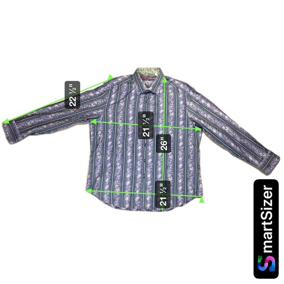 Robert Graham Exclusive Contrast Cuff Long Sleeve Shirt Men's 2XL - Picture 8 of 8